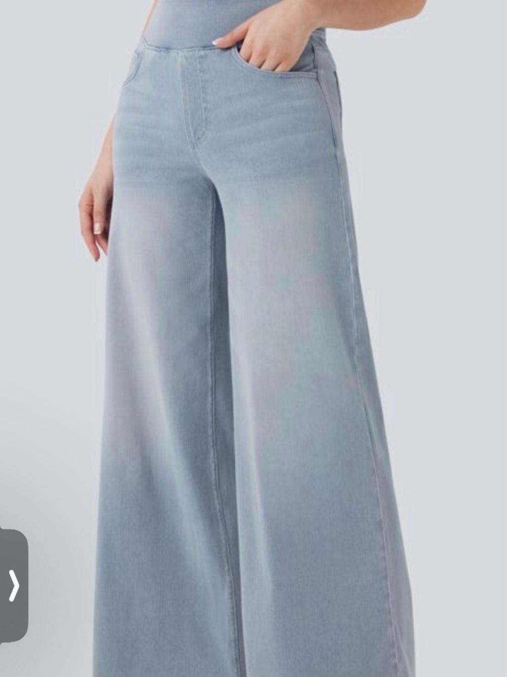 Halara Flex™ High Waisted Pockets Baggy Wide Leg Washed Casual Jeans - medium